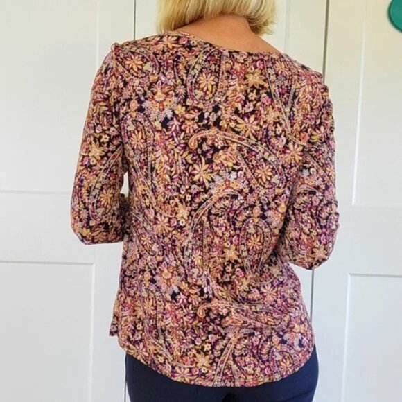 Lucky Brand Long Sleeve Paisley Top XS - Picture 2 of 2